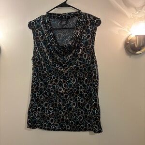 George Black and Blue Patterned Blouse size medium bubble sleeveless